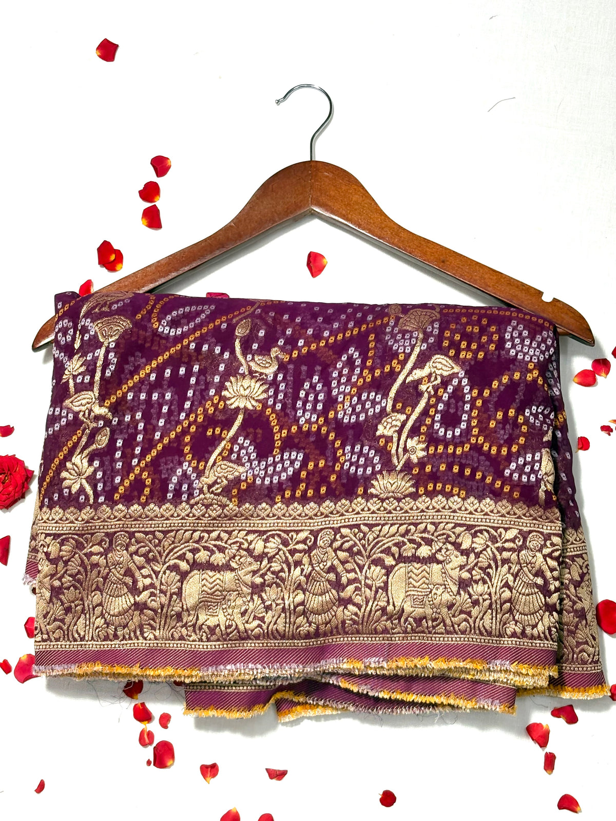 Pure Khadi Georgette Bandhini Banaras Saree