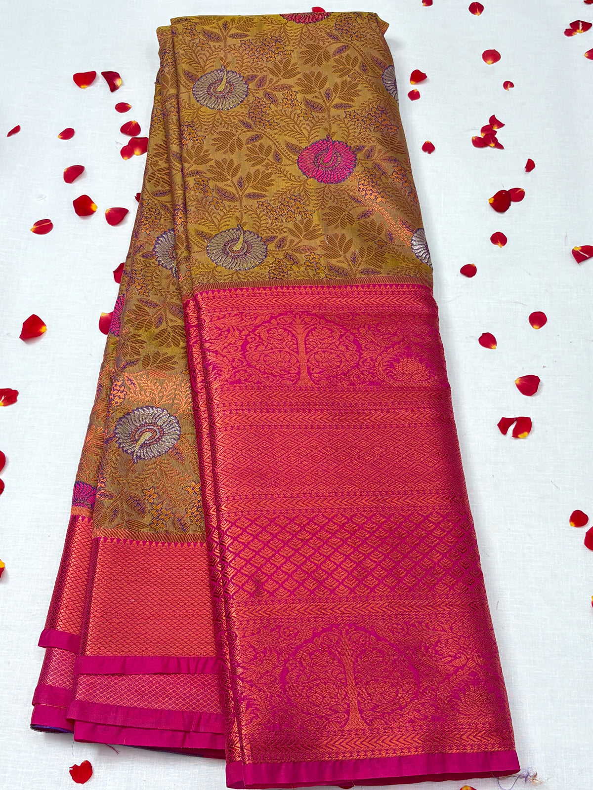 Semi Dharmavaram Pattu Saree — Pastel Collection