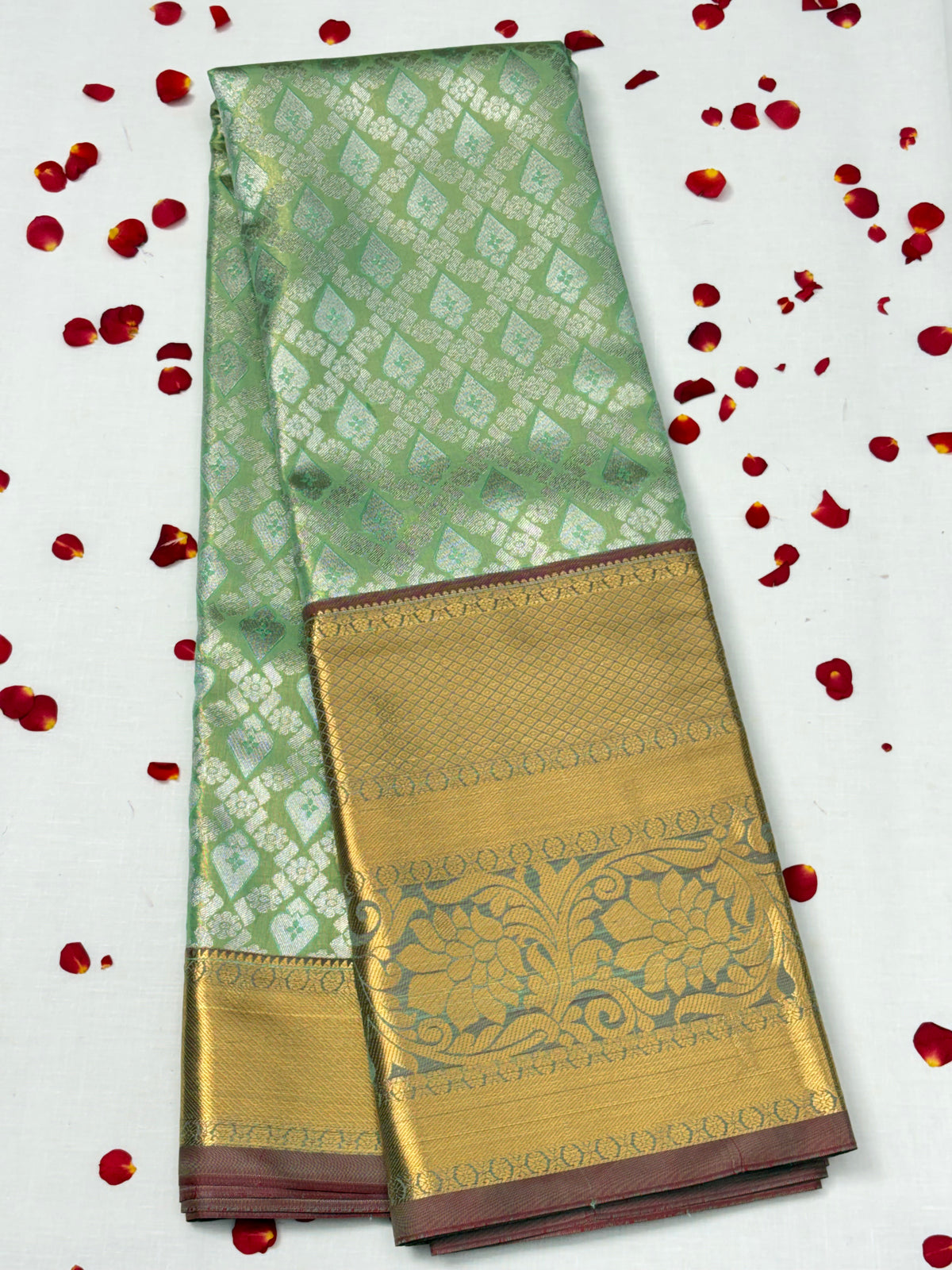 Semi Dharmavaram Pattu Saree — Pastel Collection