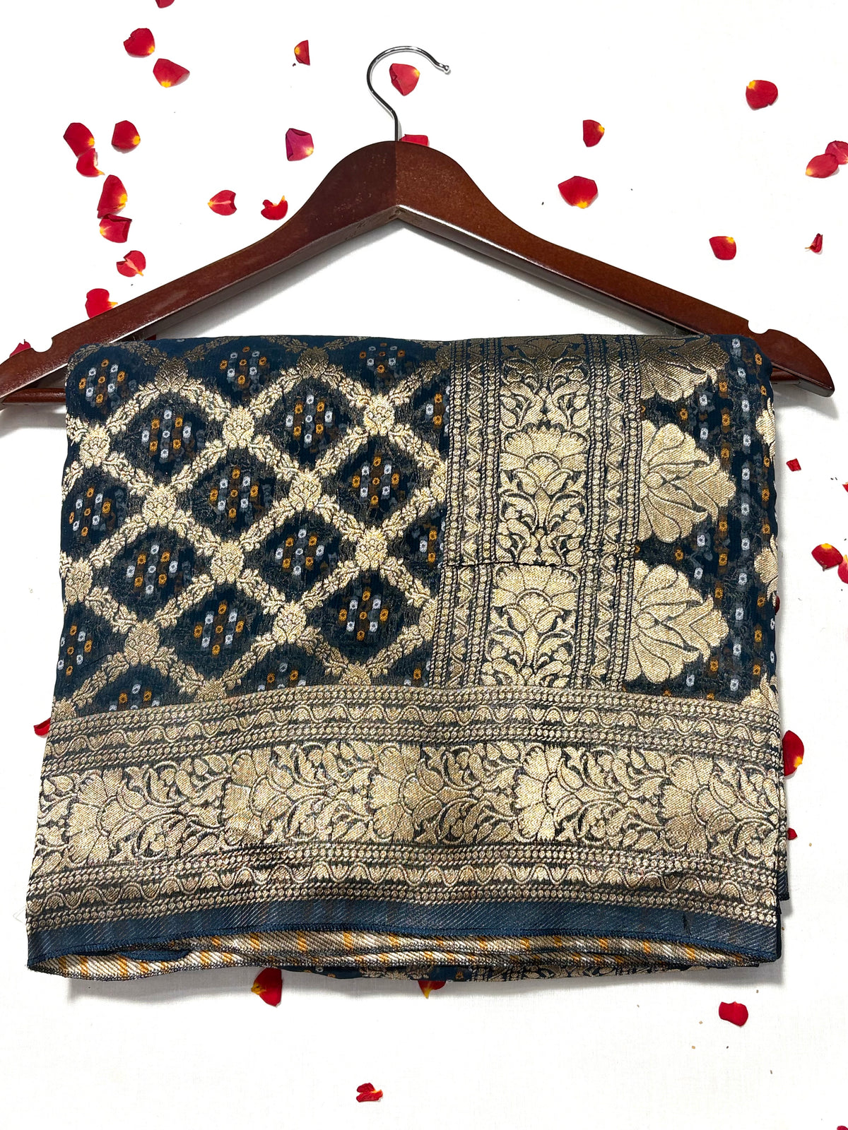 Pure Khadi Georgette Bandhini Banaras Saree