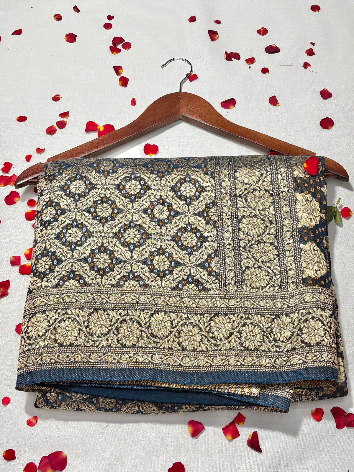 Pure Khadi Georgette Bandhini Banaras Saree