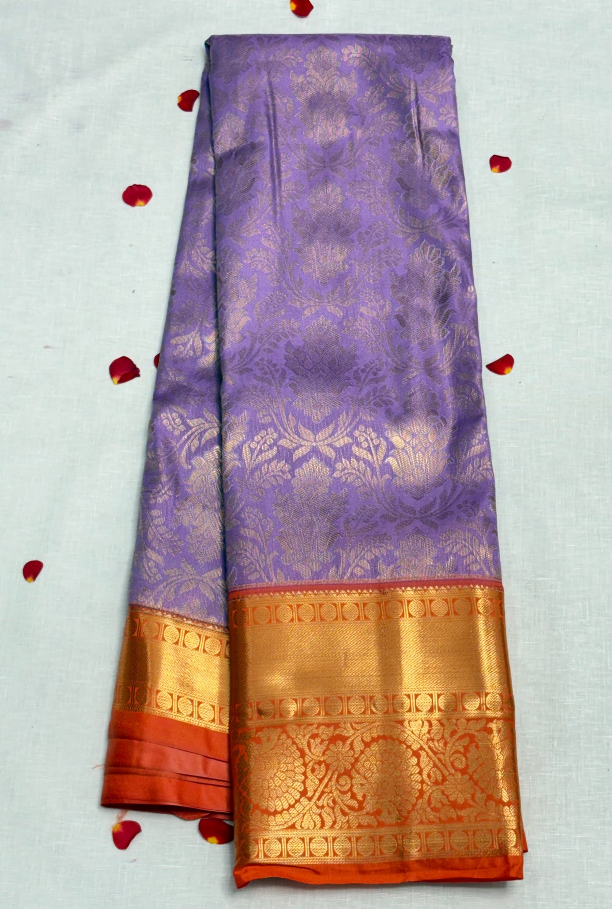 Lavender Red Dharmavaram Pattu Saree