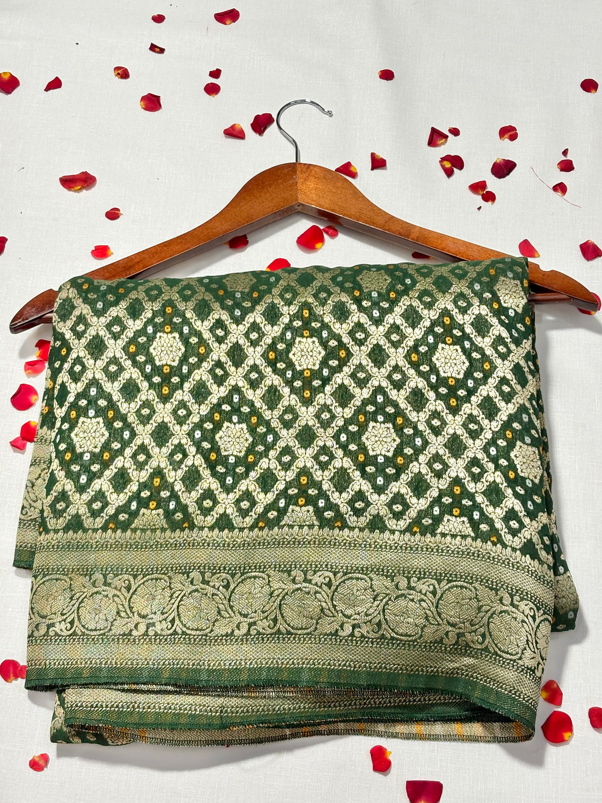 Pure Khadi Georgette Bandhini Banaras Saree