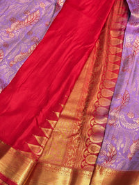 Lavender Red Dharmavaram Pattu Saree view 2