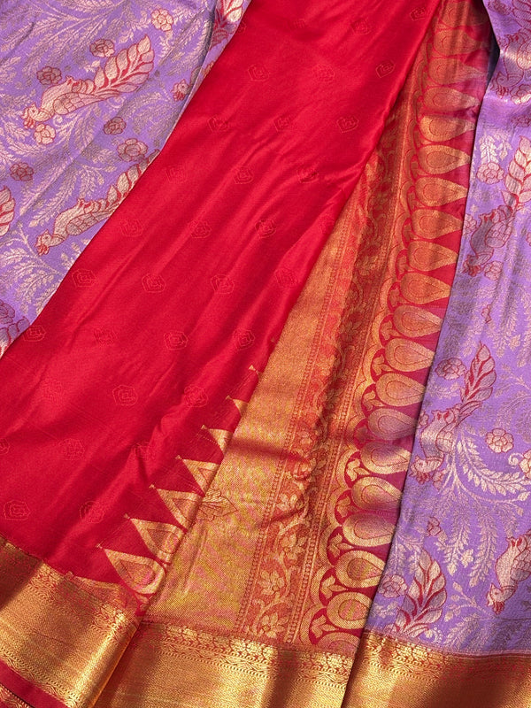 Lavender Red Dharmavaram Pattu Saree