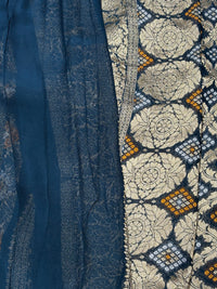 Pure Khadi Georgette Bandhini Banaras Saree view 2