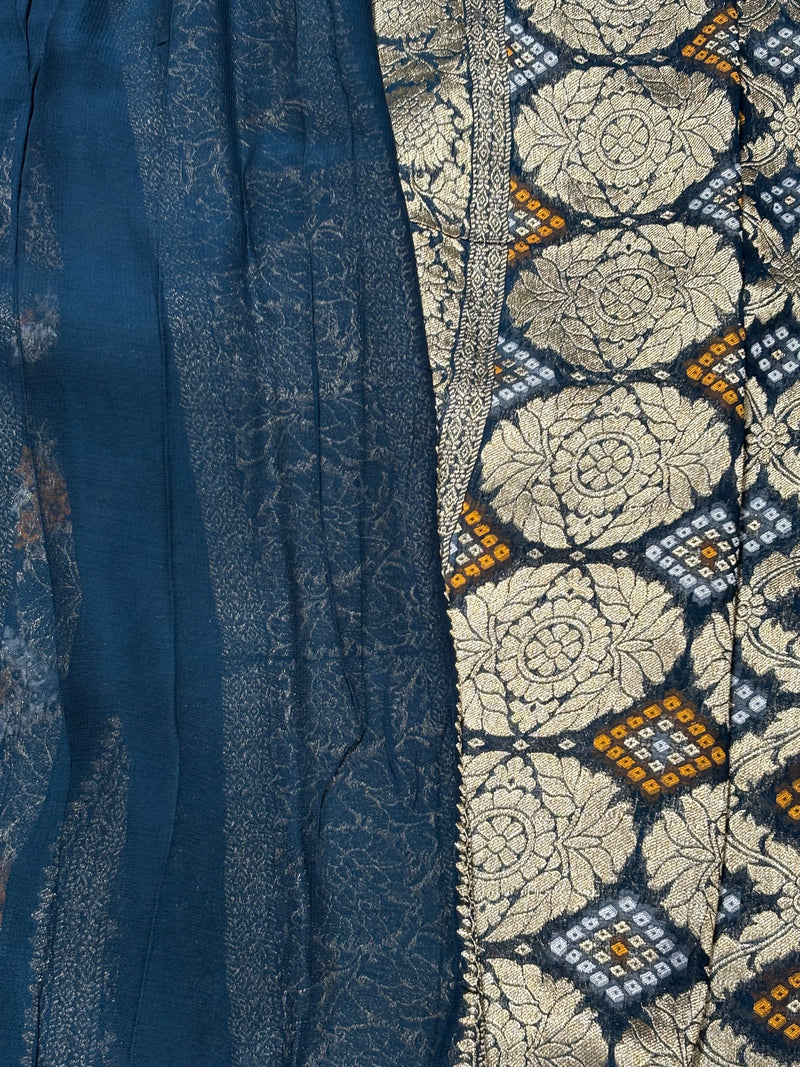 Pure Khadi Georgette Bandhini Banaras Saree - View 2