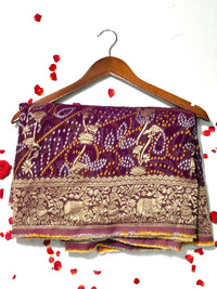 Pure Khadi Georgette Bandhini Banaras Saree view 1