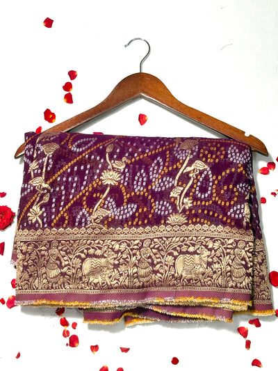 Pure Khadi Georgette Bandhini Banaras Saree
