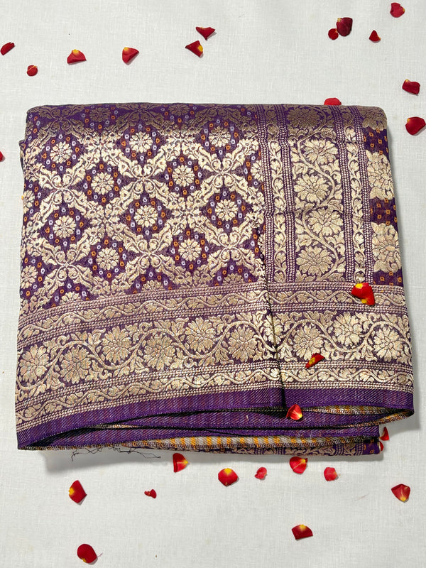 Pure Khadi Georgette Bandhini Banaras Saree