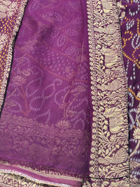 Pure Khadi Georgette Bandhini Banaras Saree view 2