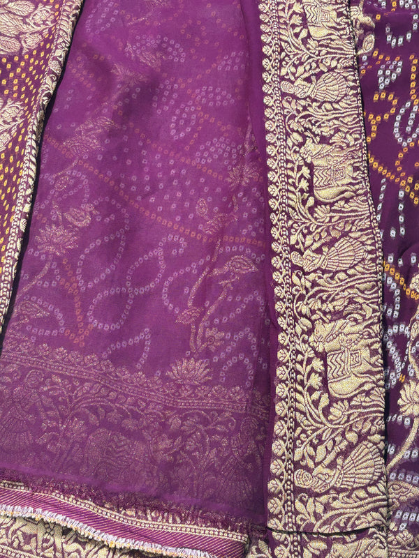 Pure Khadi Georgette Bandhini Banaras Saree