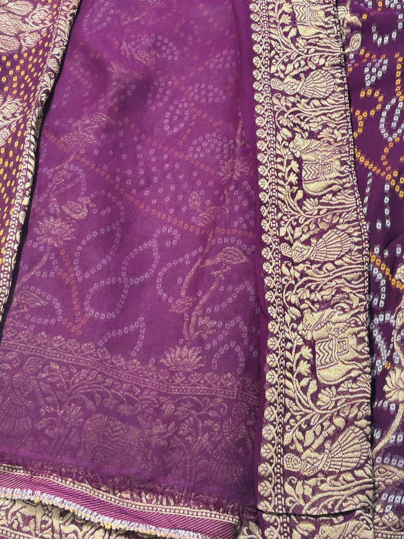 Pure Khadi Georgette Bandhini Banaras Saree - View 2
