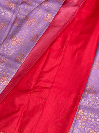 Lavender Red Dharmavaram Pattu Saree view 2