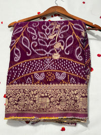 Pure Khadi Georgette Bandhini Banaras Saree view 1