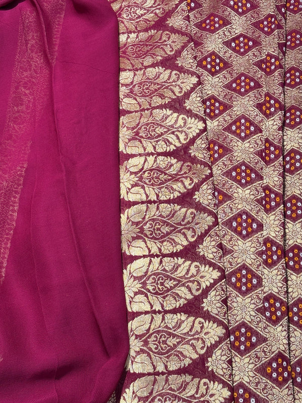 Pure Khadi Georgette Bandhini Banaras Saree
