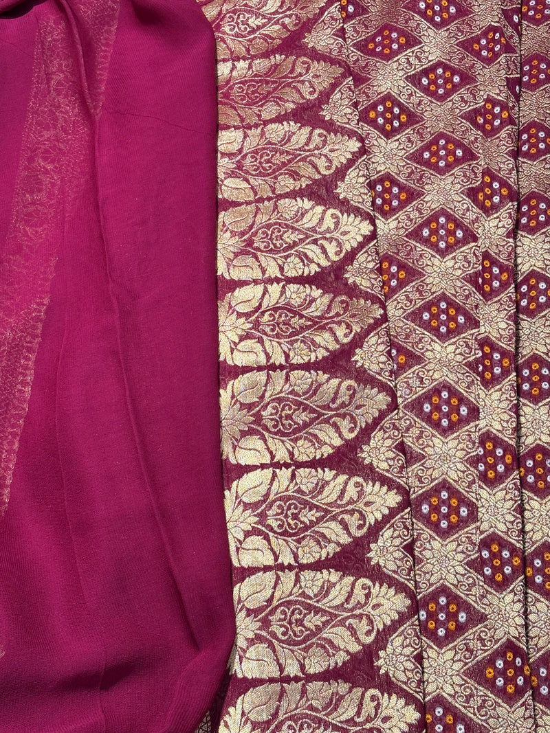 Pure Khadi Georgette Bandhini Banaras Saree - View 2