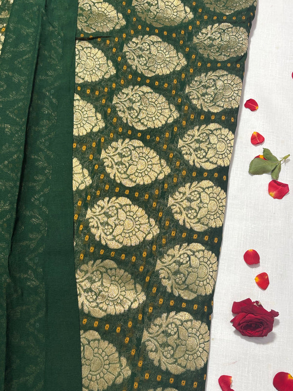 Pure Khadi Georgette Bandhini Banaras Saree