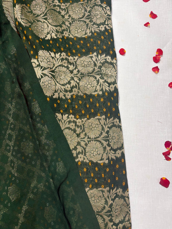 Pure Khadi Georgette Bandhini Banaras Saree