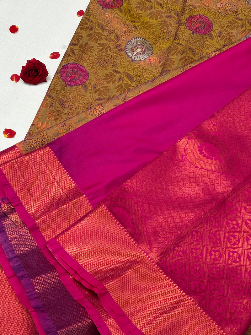 Semi Dharmavaram Pattu Saree — Pastel Collection - View 2