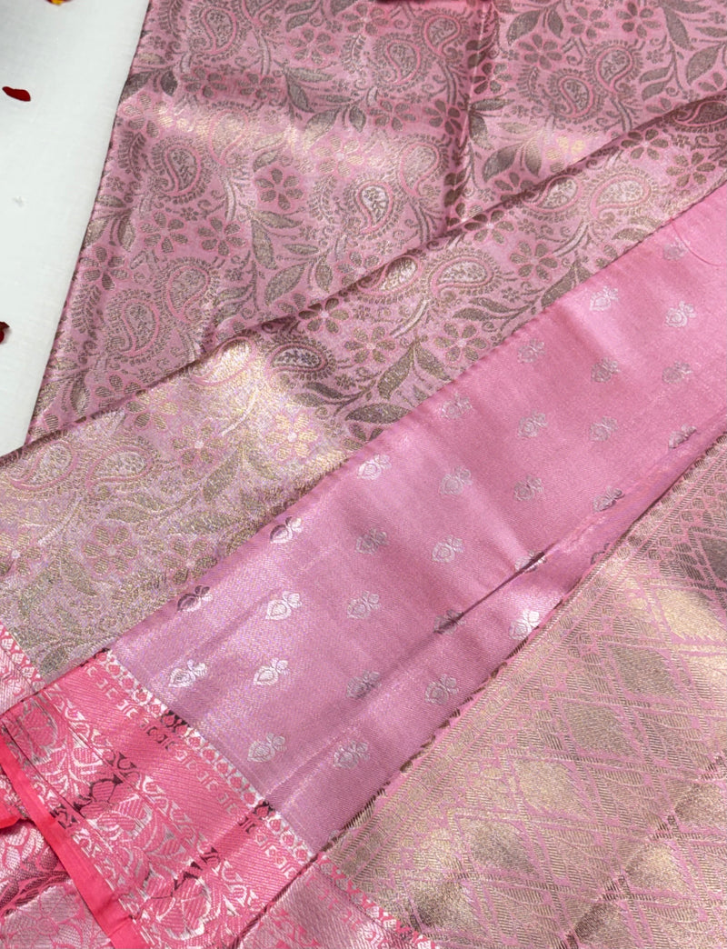 Semi Dharmavaram Pattu Saree — Pastel Collection - View 2