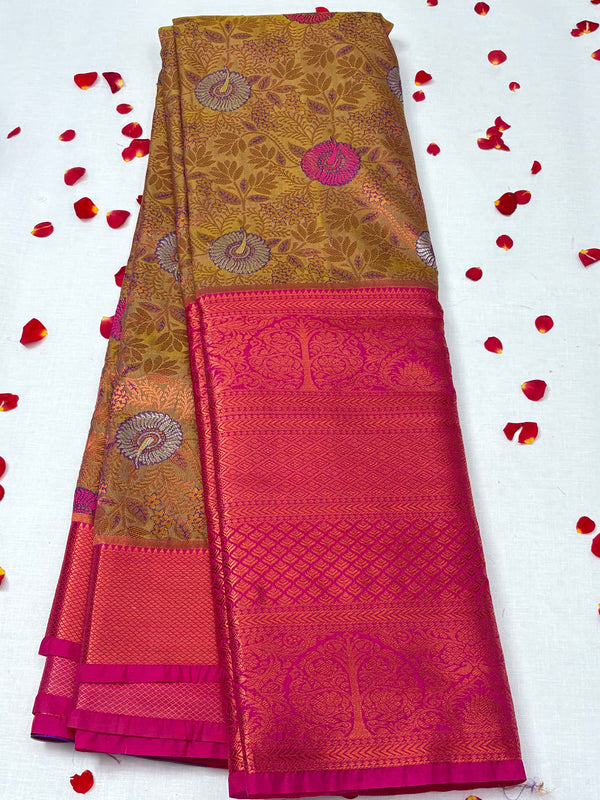 Semi Dharmavaram Pattu Saree — Pastel Collection