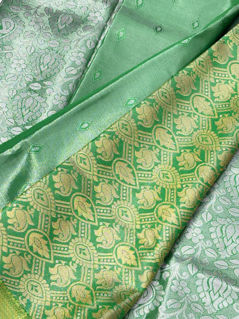 Semi Dharmavaram Pattu Saree — Pastel Collection - View 2