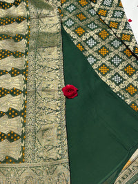Pure Khadi Georgette Bandhini Banaras Saree view 2