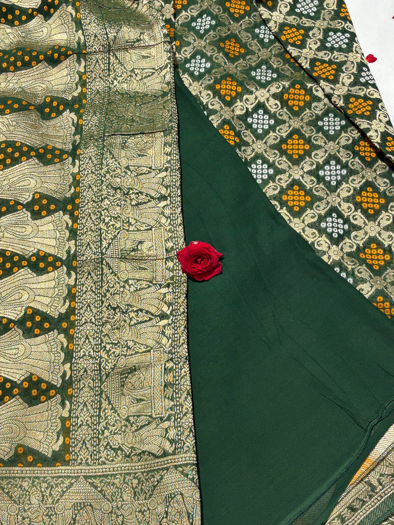 Pure Khadi Georgette Bandhini Banaras Saree - View 2
