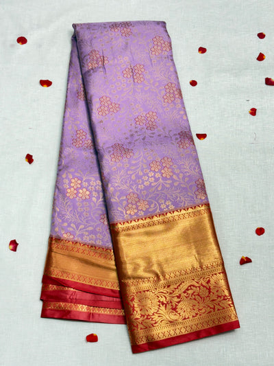 Lavender Red Dharmavaram Pattu Saree