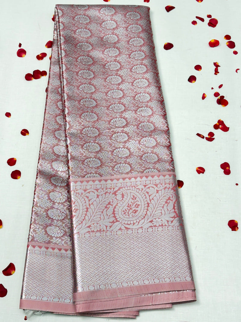 Semi Dharmavaram Pattu Saree — Pastel Collection - View 1