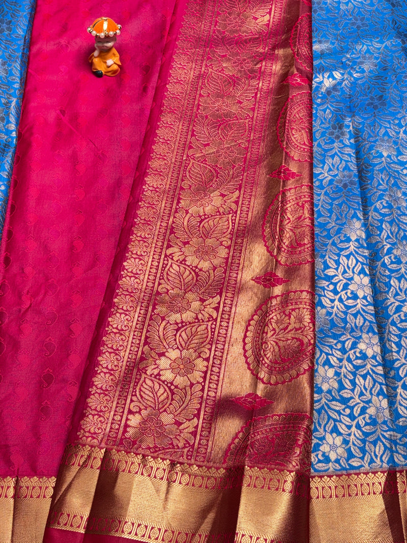 Semi Dharmavaram Pattu Saree — Pastel Collection - View 2