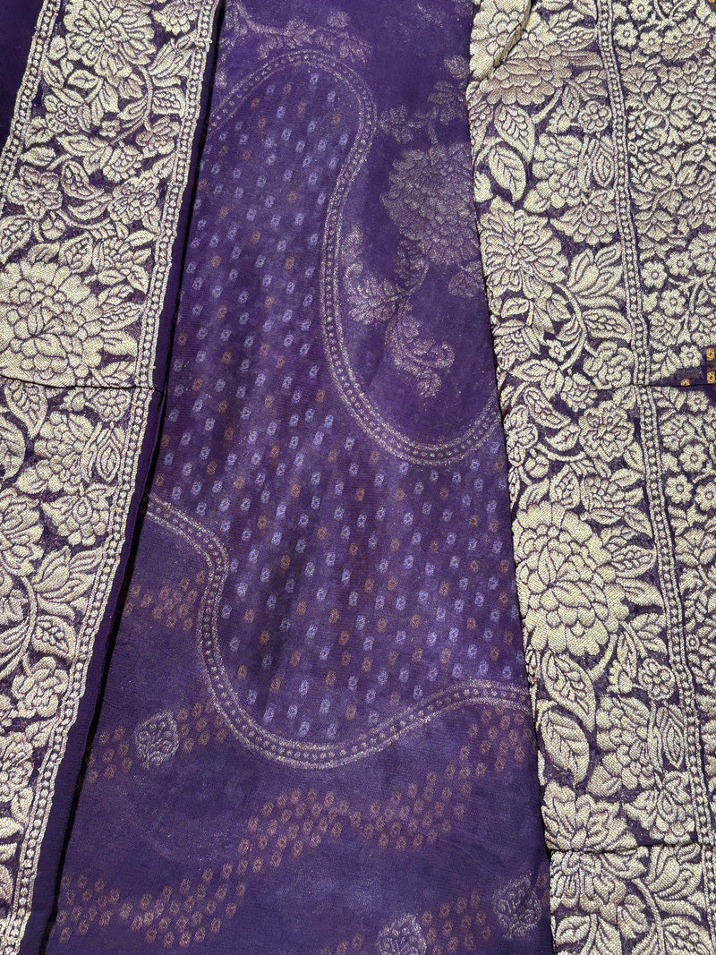 Pure Khadi Georgette Bandhini Banaras Saree - View 2