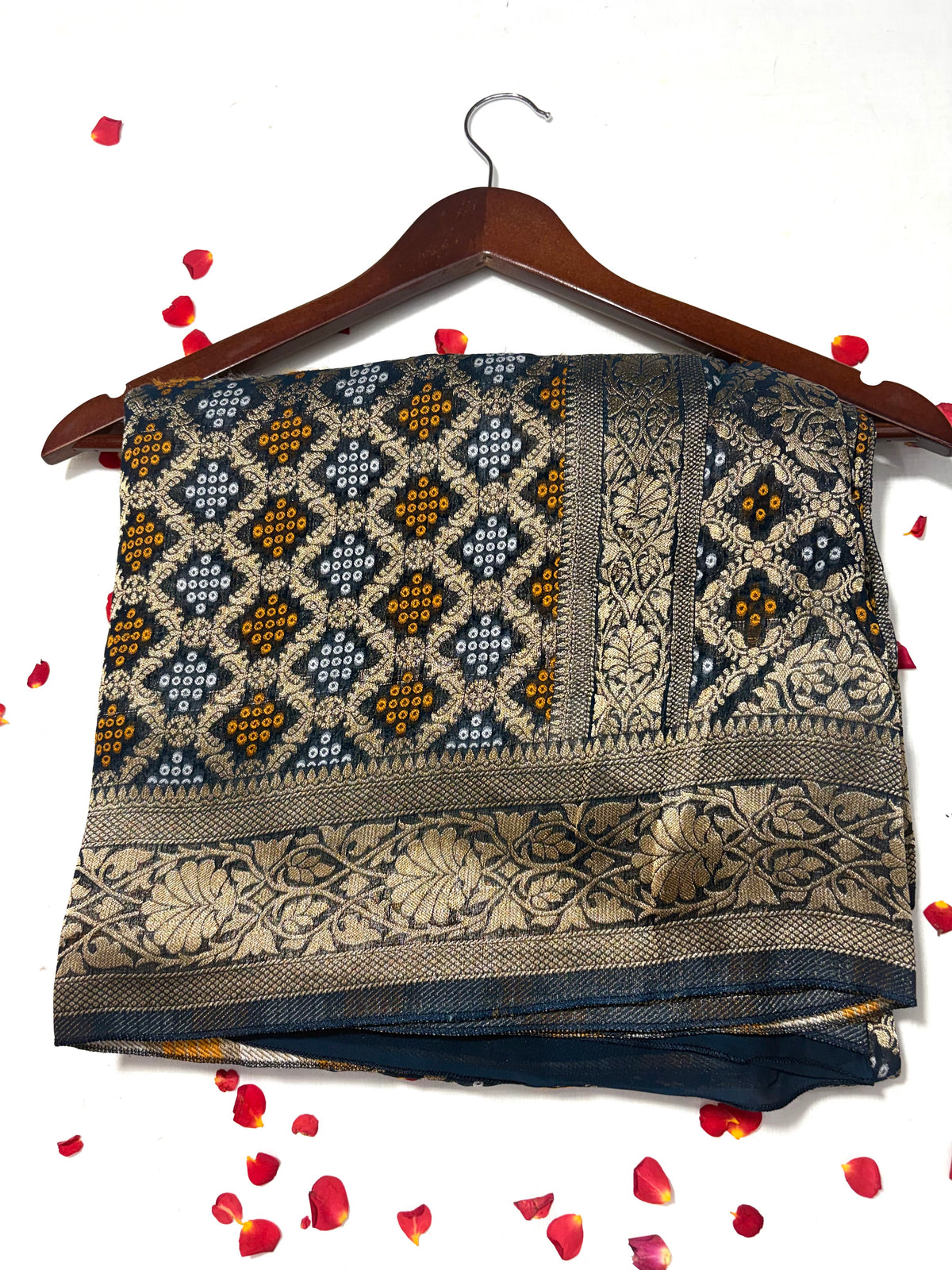 Pure Khadi Georgette Bandhini Banaras Saree