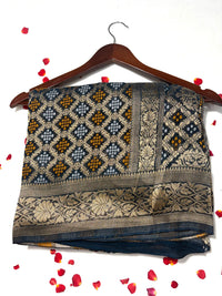 Pure Khadi Georgette Bandhini Banaras Saree view 1