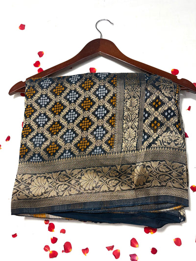 Pure Khadi Georgette Bandhini Banaras Saree