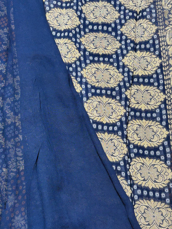Pure Khadi Georgette Bandhini Banaras Saree