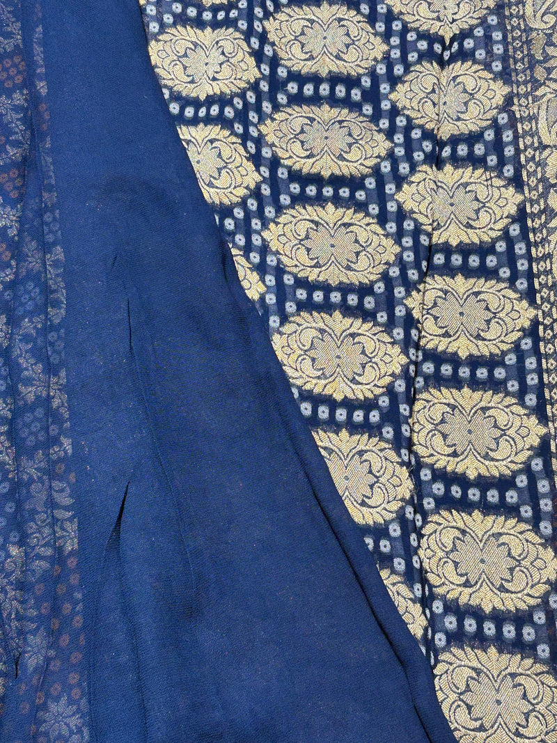Pure Khadi Georgette Bandhini Banaras Saree - View 2