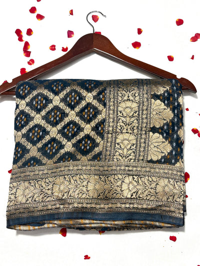 Pure Khadi Georgette Bandhini Banaras Saree