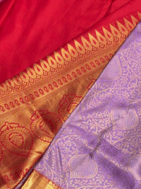Lavender Red Dharmavaram Pattu Saree view 2