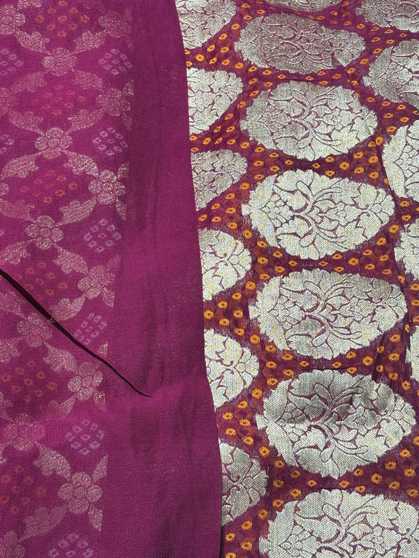 Pure Khadi Georgette Bandhini Banaras Saree