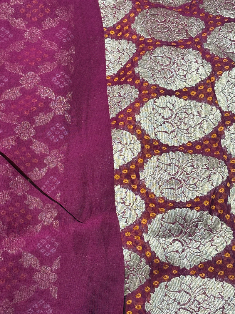 Pure Khadi Georgette Bandhini Banaras Saree - View 2
