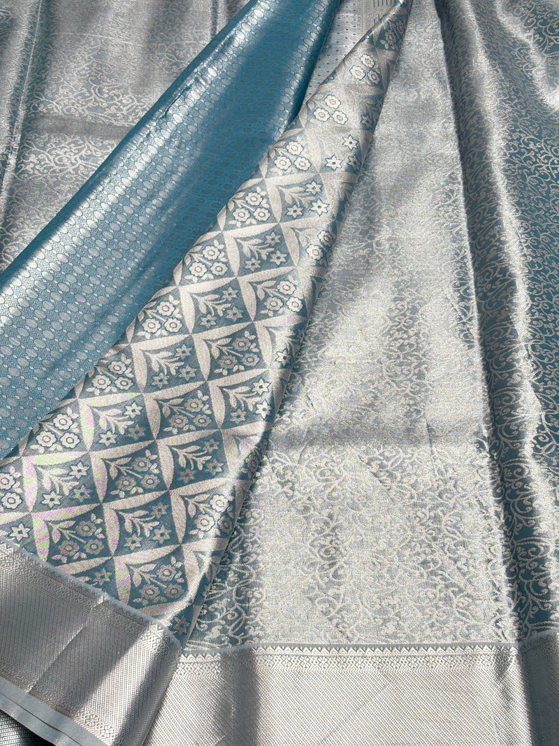 Semi Dharmavaram Pattu Saree — Pastel Collection - View 2
