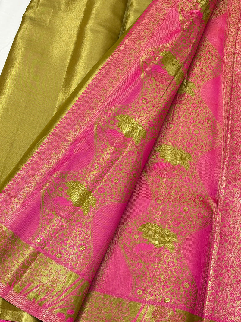 Semi Dharmavaram Pattu Saree — Pastel Collection - View 2