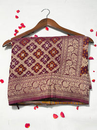 Pure Khadi Georgette Bandhini Banaras Saree view 1