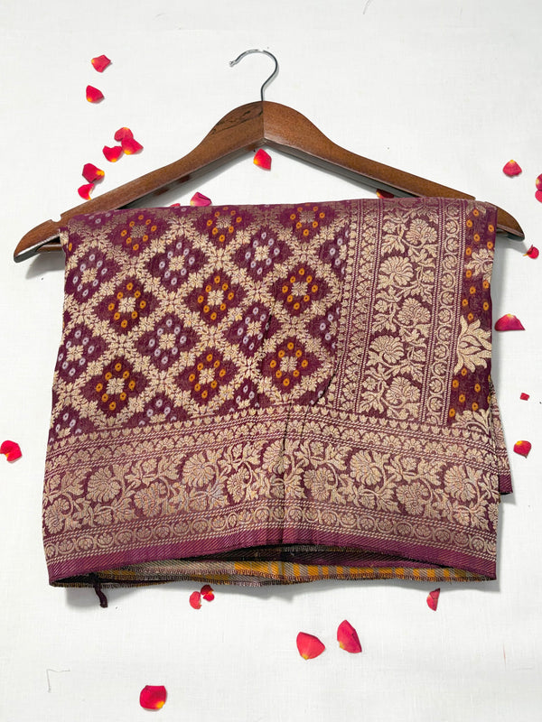 Pure Khadi Georgette Bandhini Banaras Saree