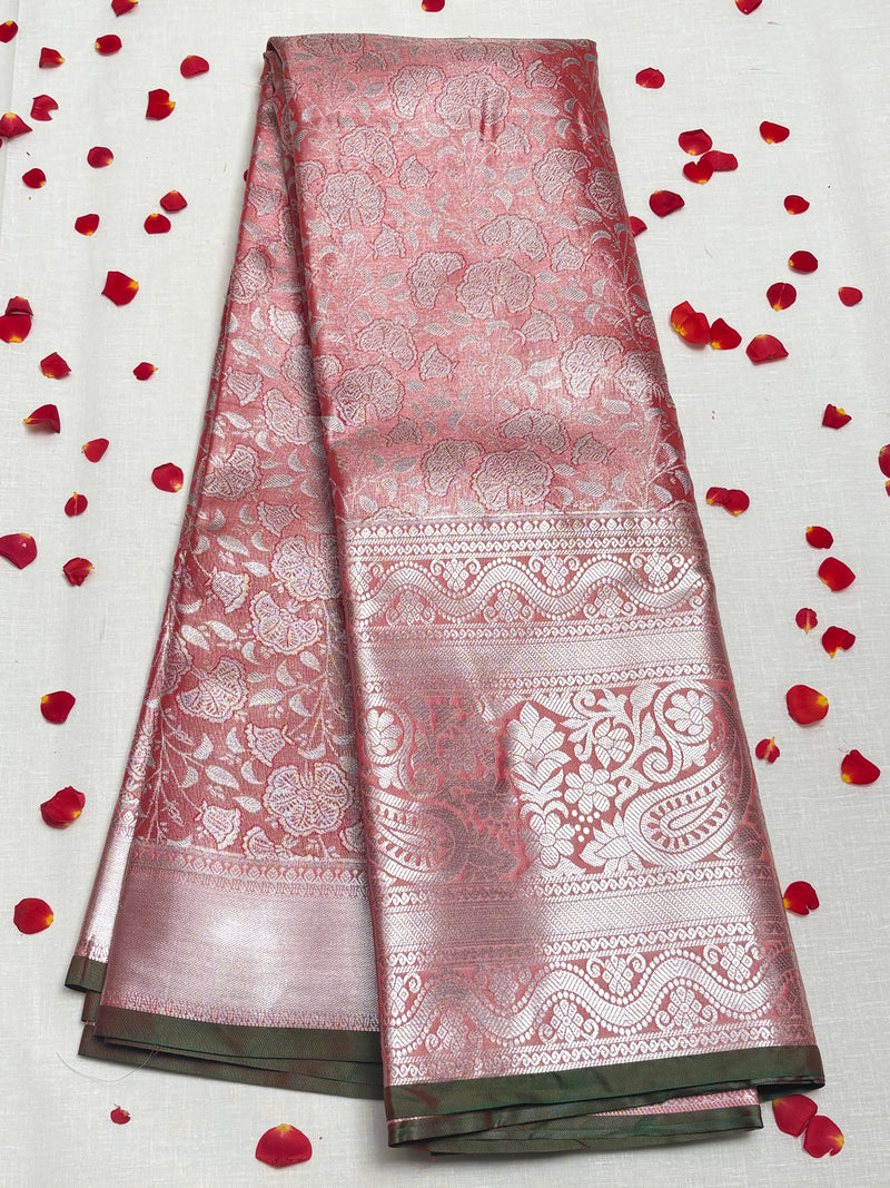 Semi Dharmavaram Pattu Saree — Pastel Collection - View 1