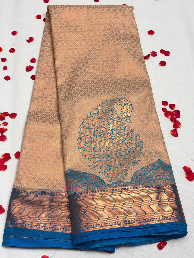 Semi Dharmavaram Pattu Saree — Pastel Collection - View 1