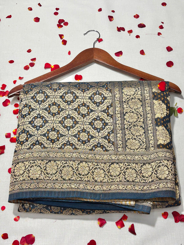 Pure Khadi Georgette Bandhini Banaras Saree