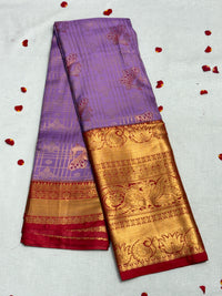 Lavender Red Dharmavaram Pattu Saree view 1